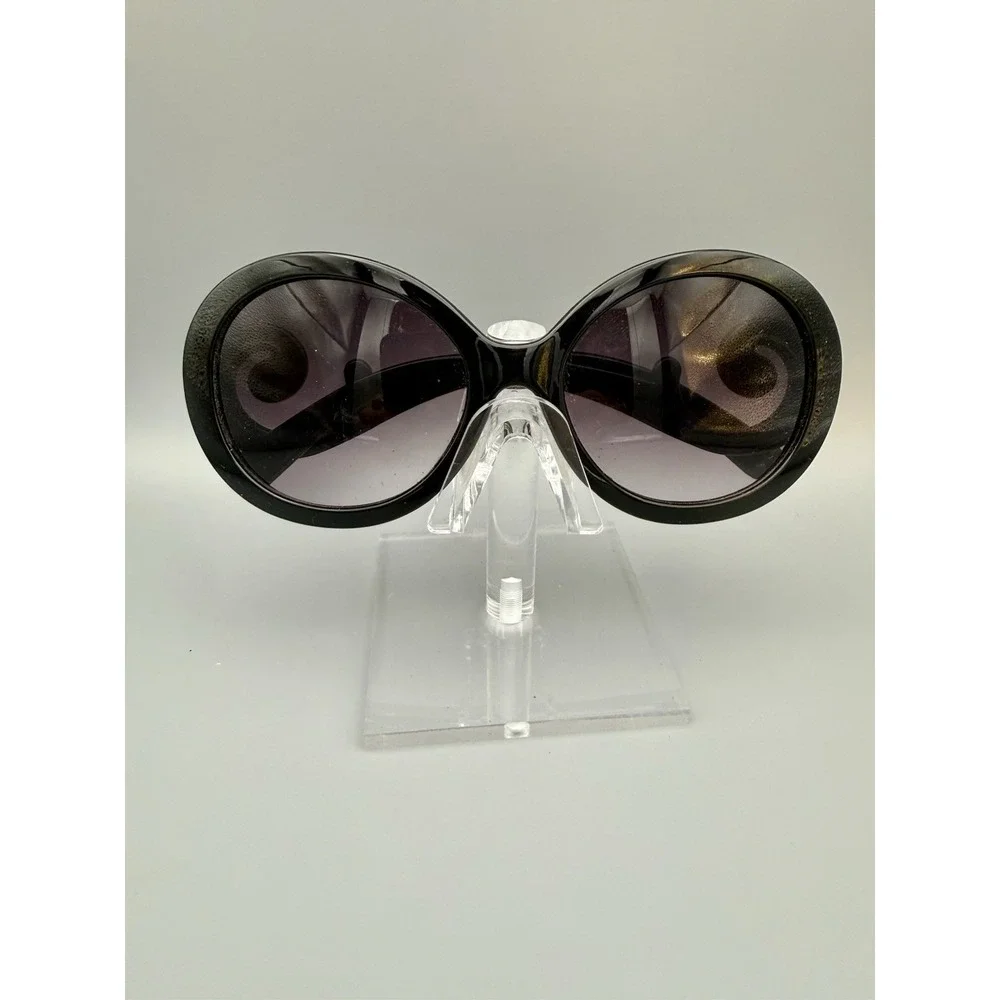 Super OVERSIZED XXL Very Large Round Black Baroque Designer Sunglasses-Jackie-O